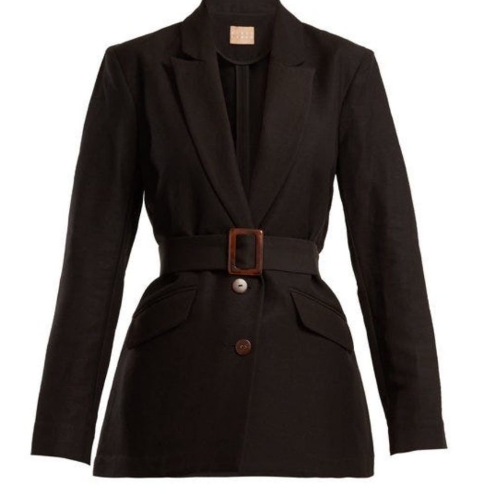 Albus Lumen Black Belted Linen Paloma Blazer